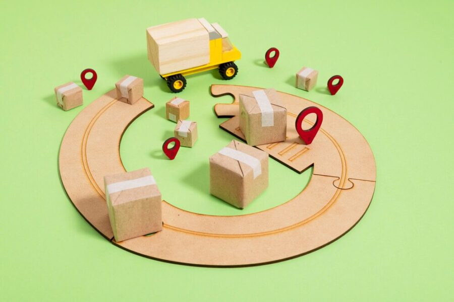 Still life of supply chain representation